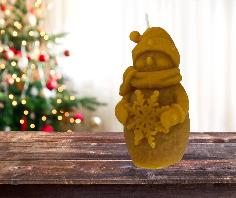 Snowman Beeswax Candle