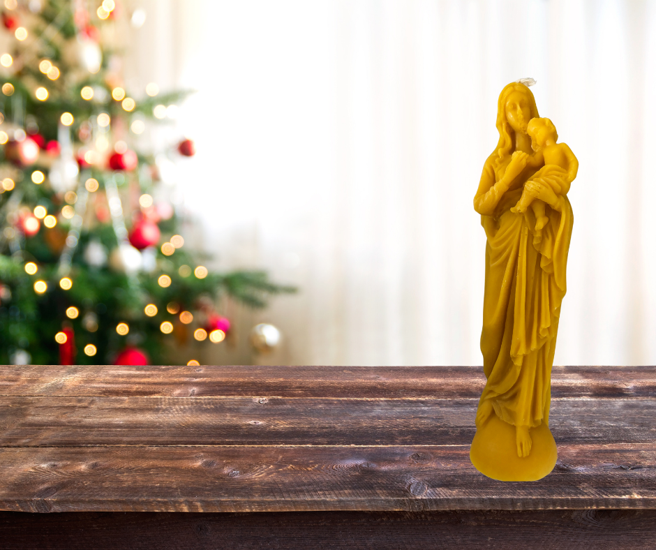 Virgin Mother & Child Beeswax Candle